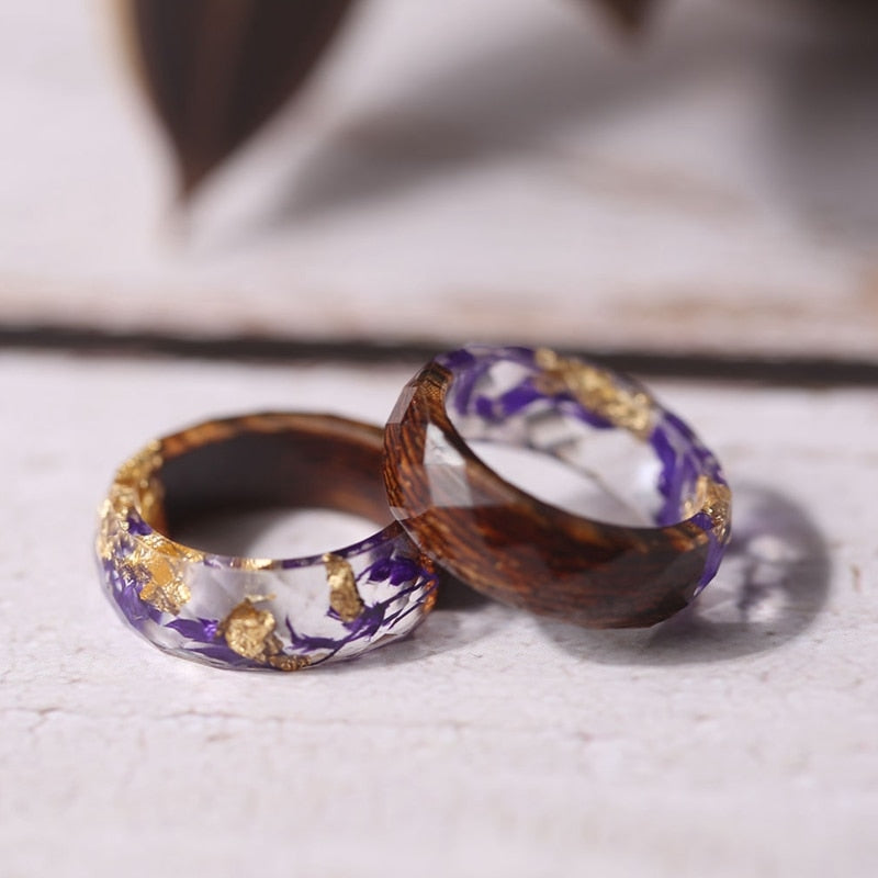 Orchidée Éternelle | Bague en Bois avec Motif Floral Délicat pour Femmes
