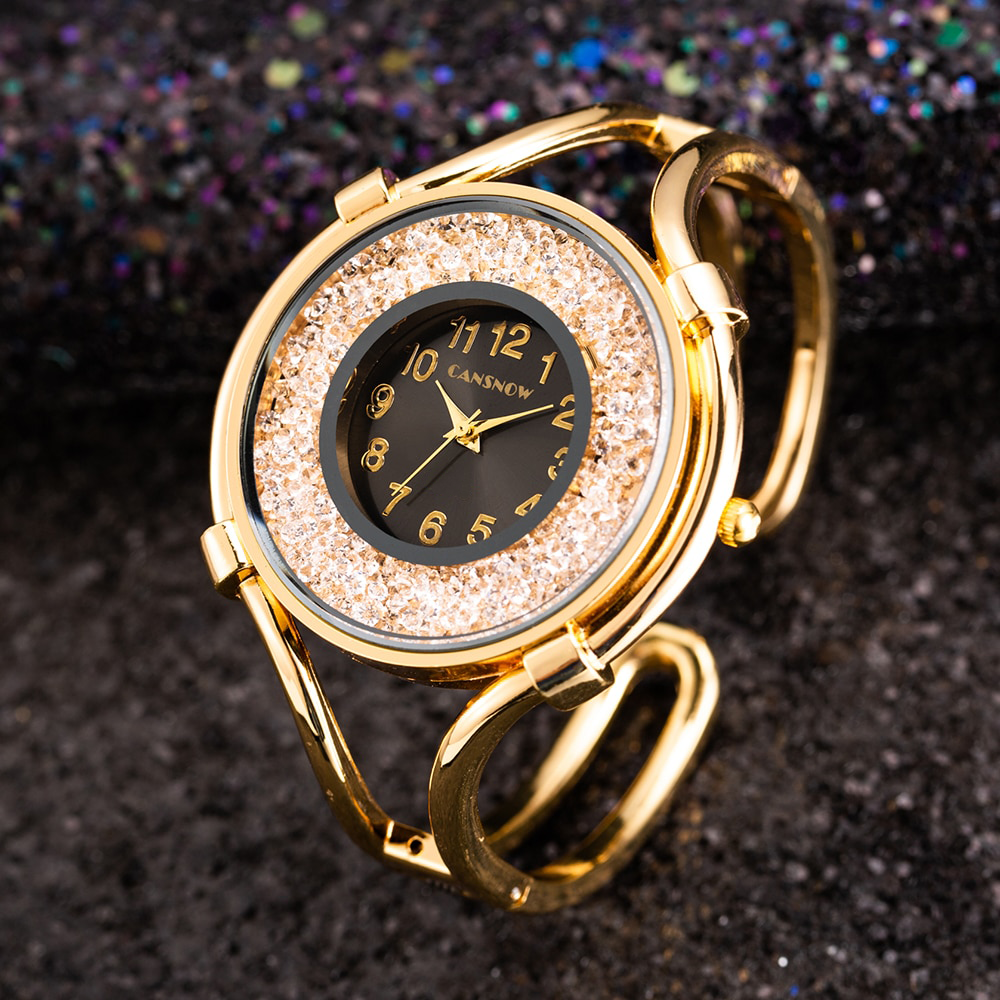 Léonie | Montre Bangle Élégante avec Strass Scintillants pour Femmes