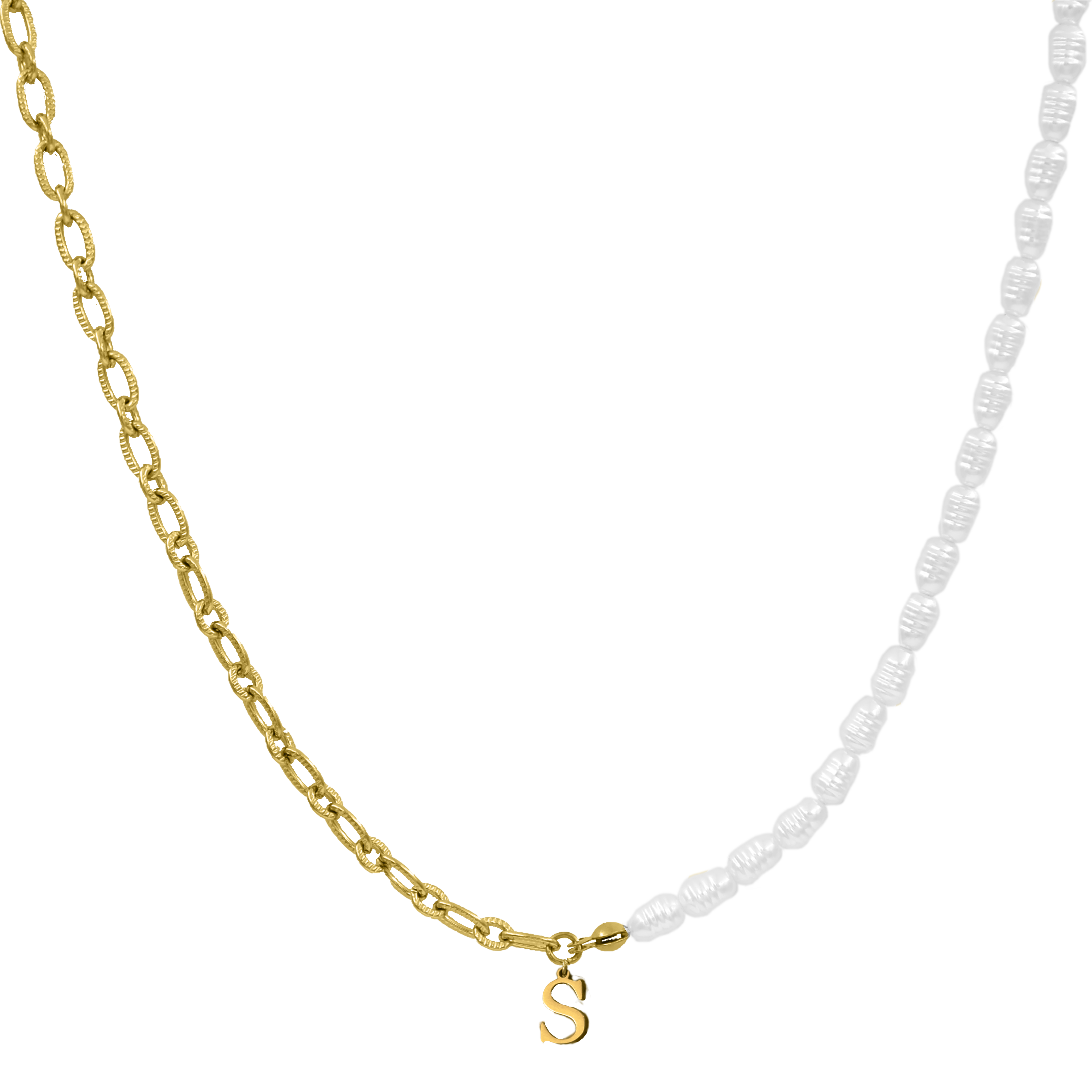 Lunaire | Collier Prénom en Plaqué Or 14K avec Perles d'Eau Douce et Personnalisation pour Femme