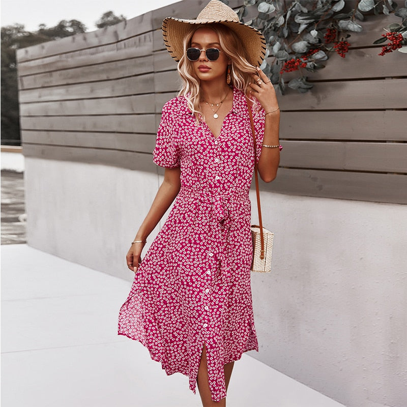 Luna | Robe Fleurie avec Tissu de Qualité et Silhouette Élégante pour Femmes