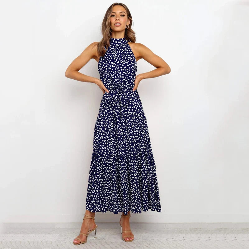 Lucie - Robe Longue Dos Nu à Pois