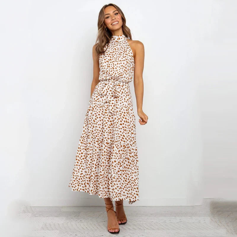 Lucie - Robe Longue Dos Nu à Pois