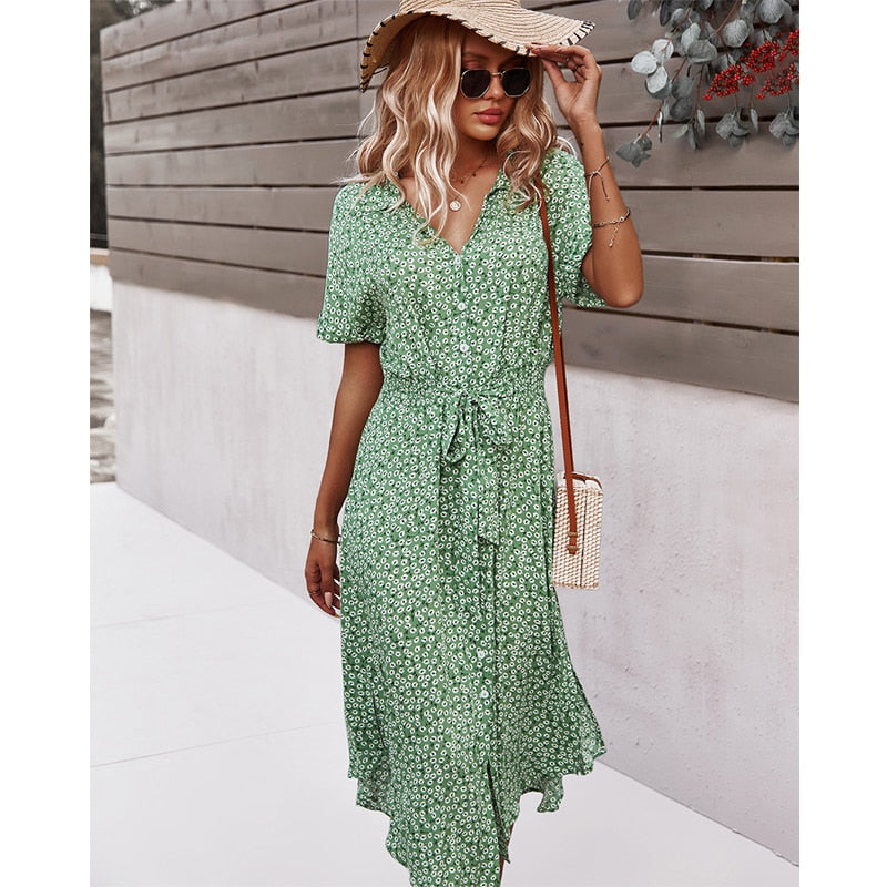 Luna | Robe Fleurie avec Tissu de Qualité et Silhouette Élégante pour Femmes
