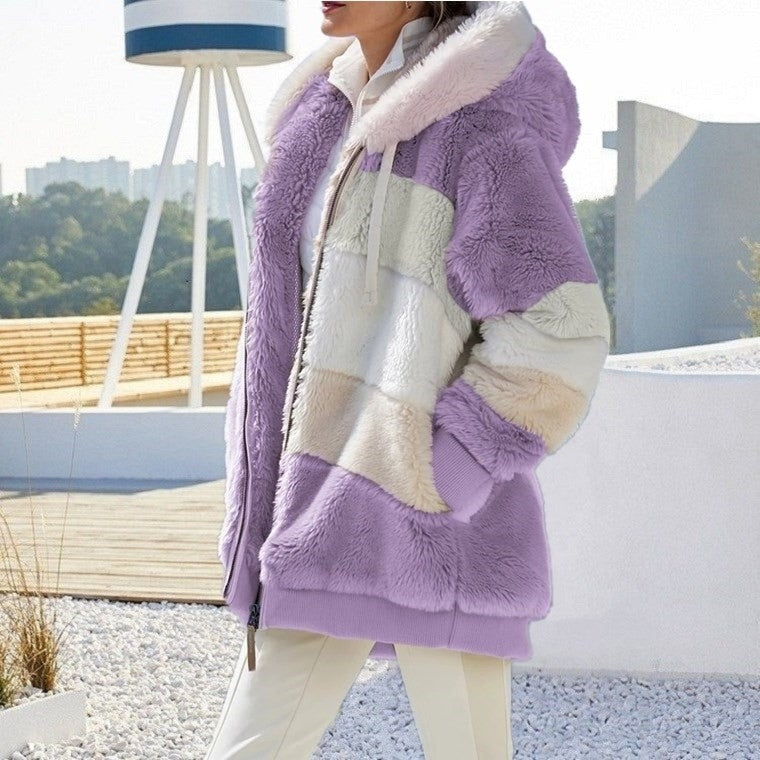 Lunaire | Veste en Fausses Fourrures Douces avec Capuche pour Femmes cet Hiver