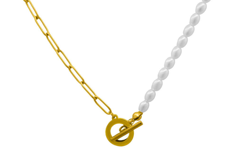 Lunaire | Chaîne en perles avec Finition Plaquée Or 18 Carats et Résistance à l'Eau pour Femmes