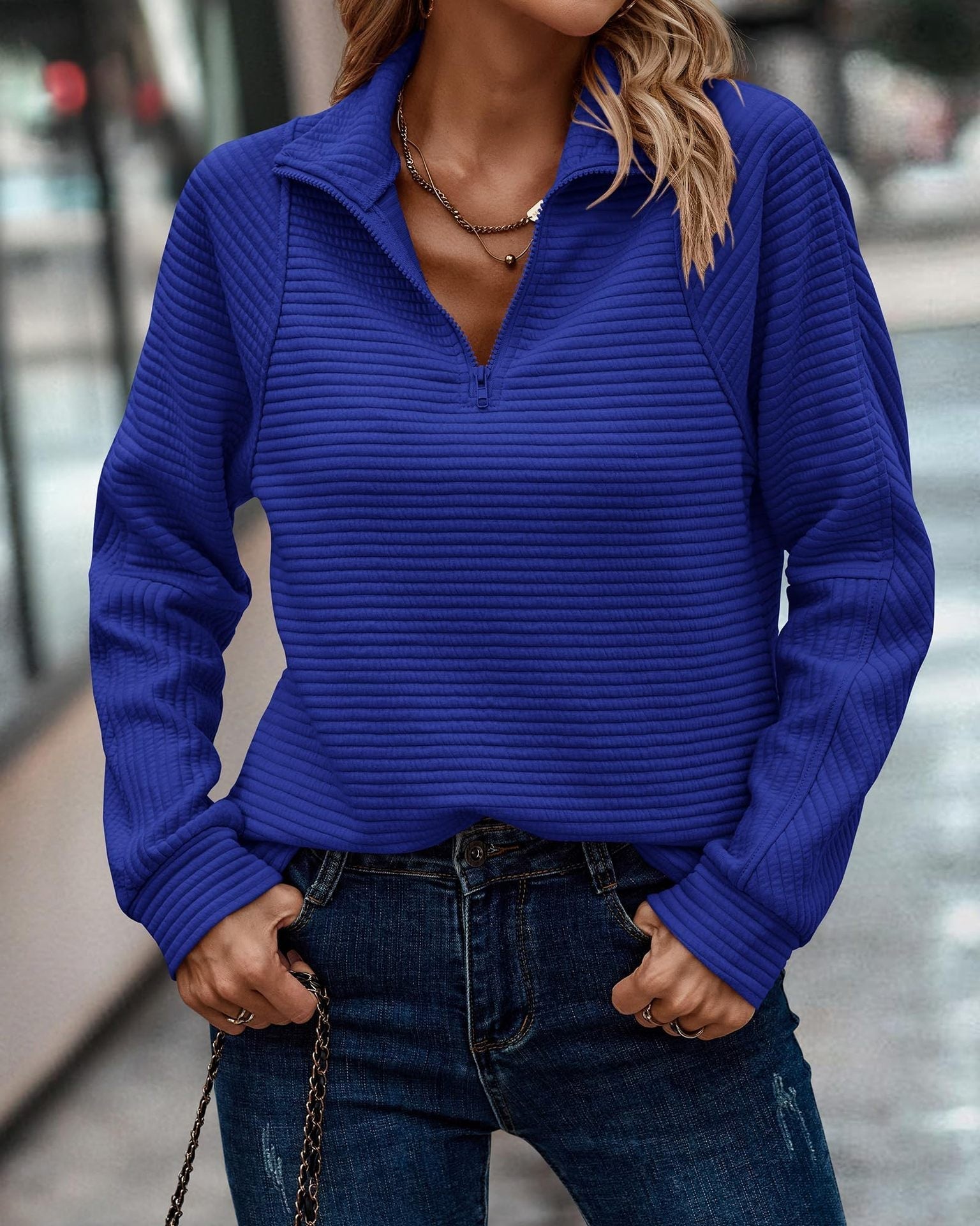Fatima - Confortable pull-over avec demi-zip