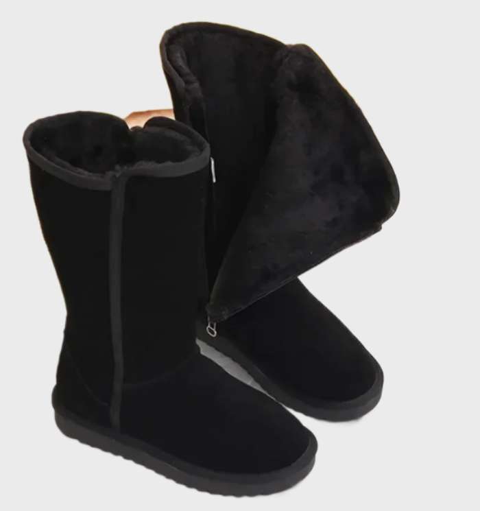 Nina | Bottes de luxe en daim et peau de mouton : Chaudes, imperméables et élégantes avec fermeture éclair
