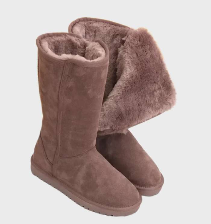 Nina | Bottes de luxe en daim et peau de mouton : Chaudes, imperméables et élégantes avec fermeture éclair