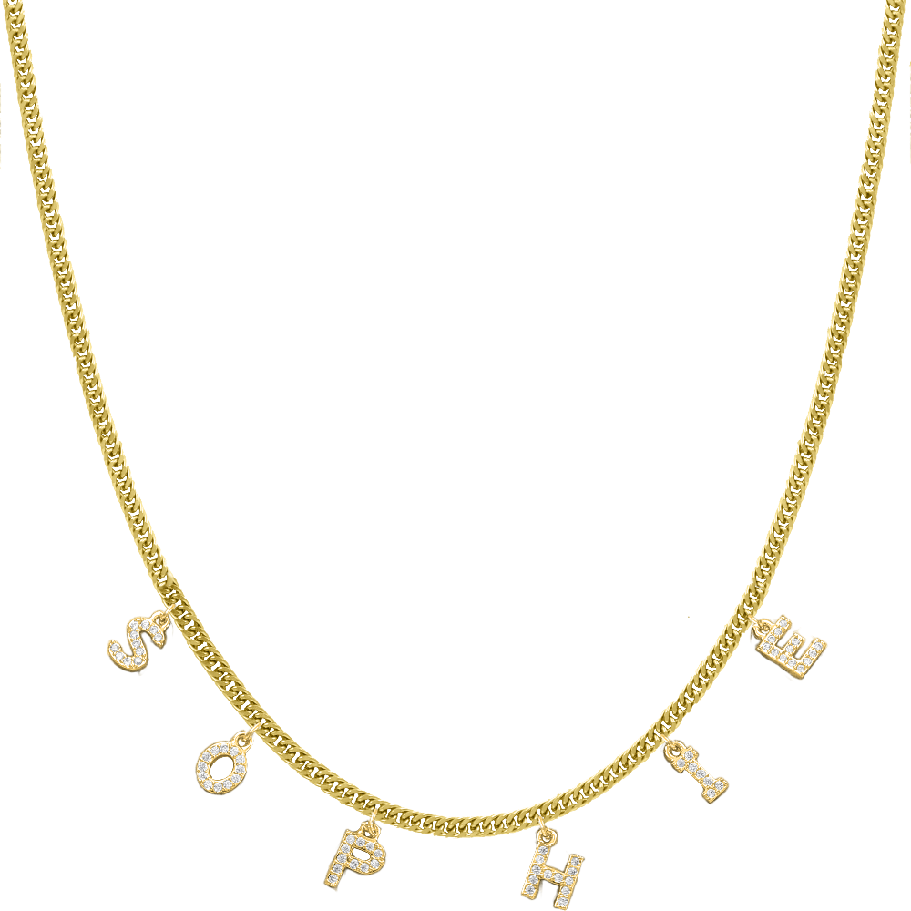 Lysandra | Collier Prénom avec Éclat de Zirconium et Plaqué Or 14 Carats pour Femmes