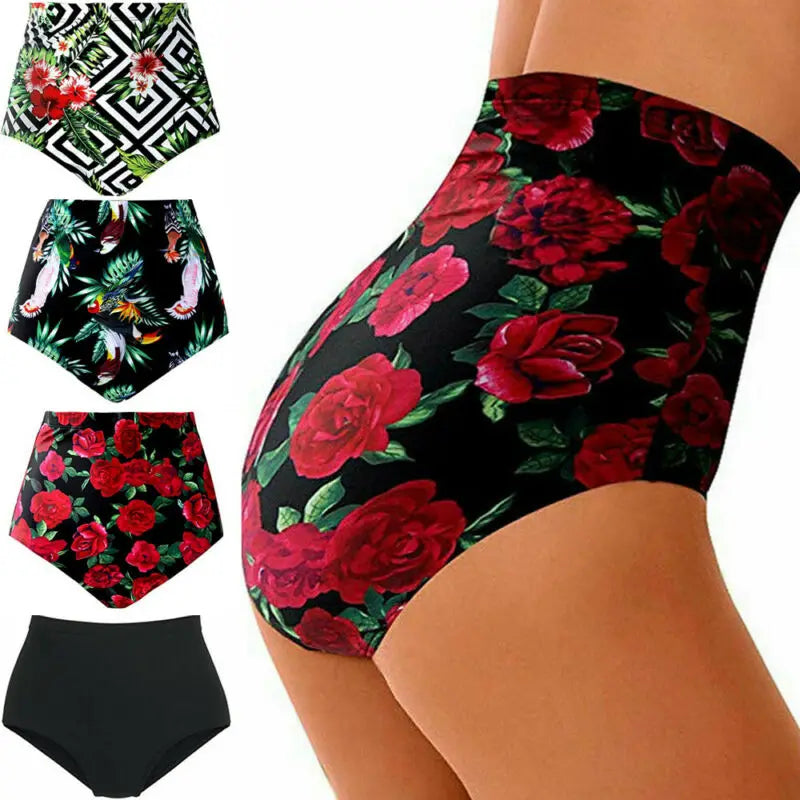 Léonie | Bas de Bikini Élevé avec Tissu Léger et Motif Floral pour Femme