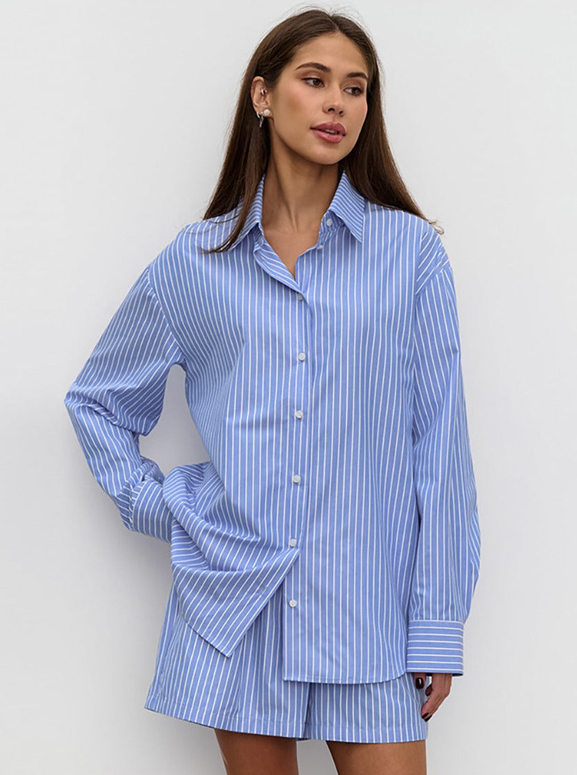 Soleil | Ensemble en Coton avec Rayures Élégantes pour Femmes Printemps-Été