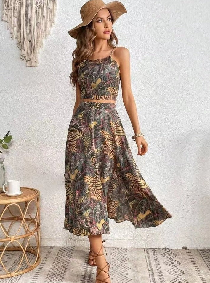 Lunaire | Ensemble Jupe avec Imprimé Tropical et Confort Optimal pour Femmes