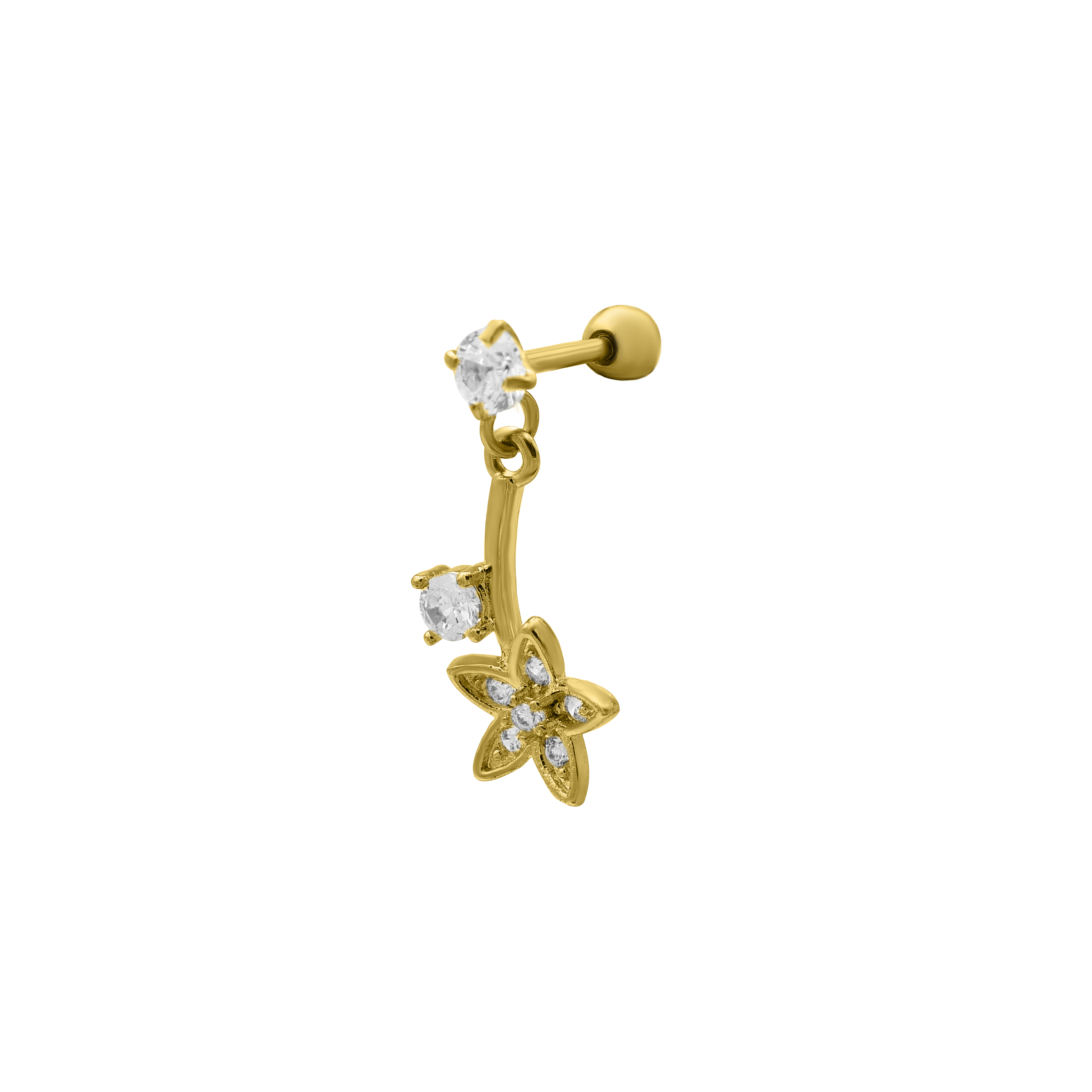 Lunaire | Boucle d'oreille avec Pierre Dangling Éclatante en Plaqué Or 14K pour Femmes