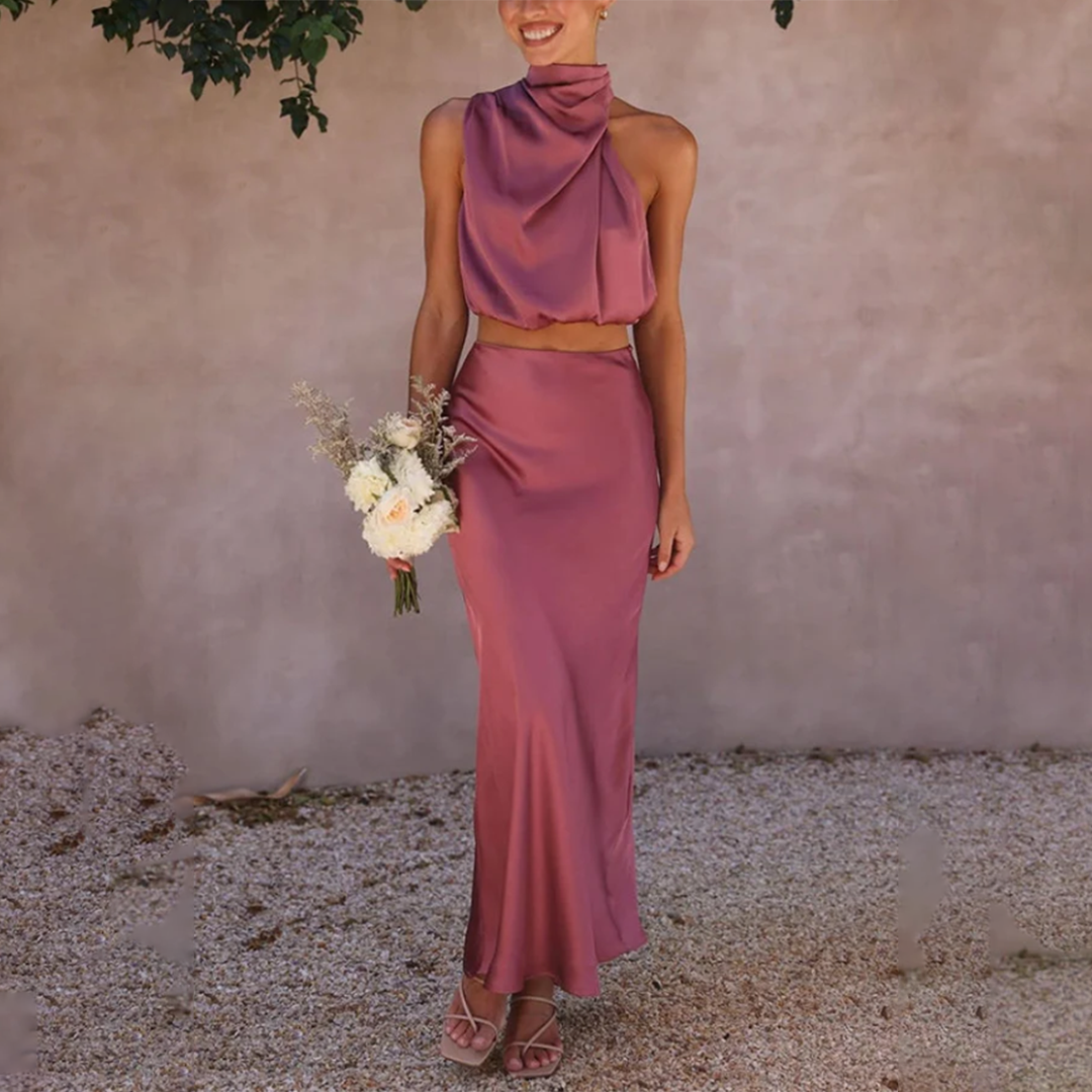 Sélène | Maxijupe Élégante avec Encolure Haute et Style de Fête pour Femmes