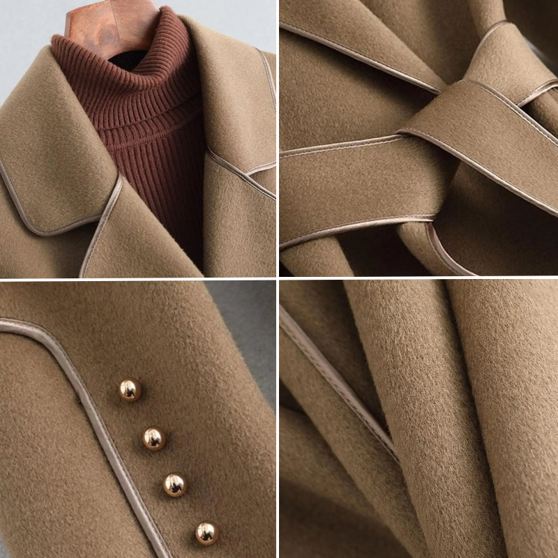 Céleste | Trench-coat avec Silhouette Ceinturée et Laine Mérinos Douce pour Femmes