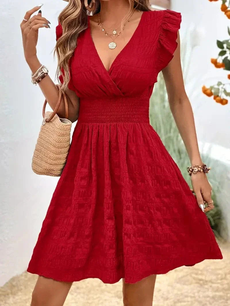 Heidi - Magnifique robe plissée classique avec décolleté