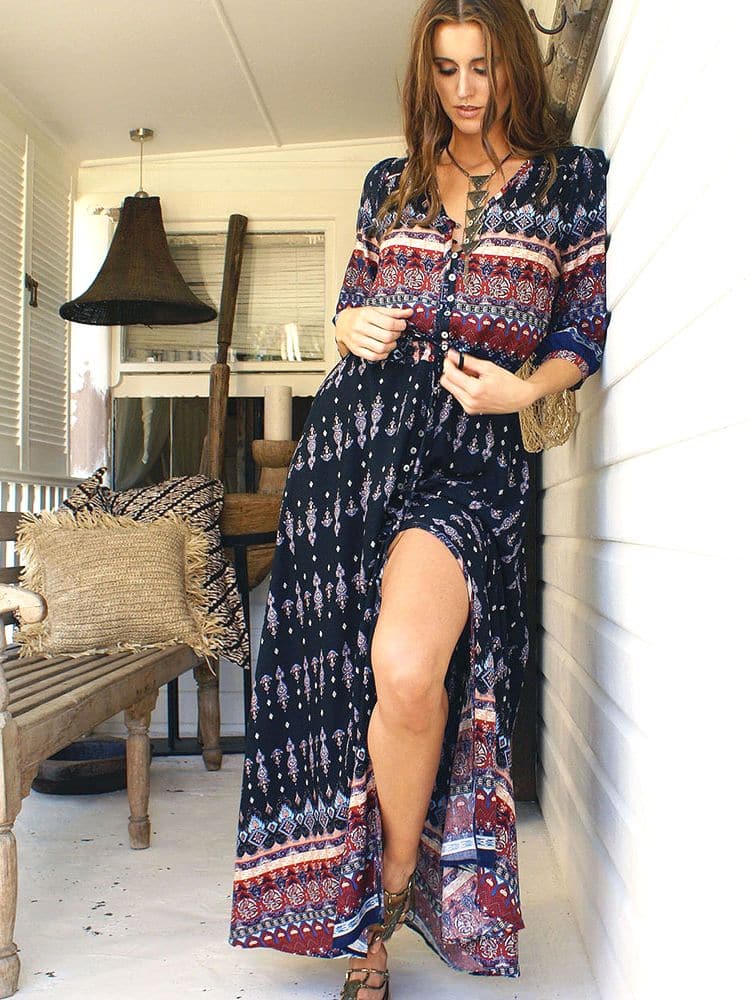 Lunaire | Robe Longue avec Motifs Floraux et Confort Exceptionnel pour Femmes