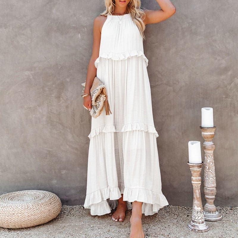 Emmy - Robe longue élégante sans manches à volants