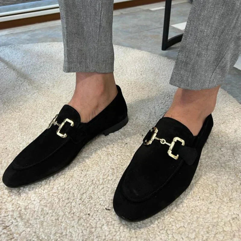 Ismael - Mocassins en daim avec boucle en métal