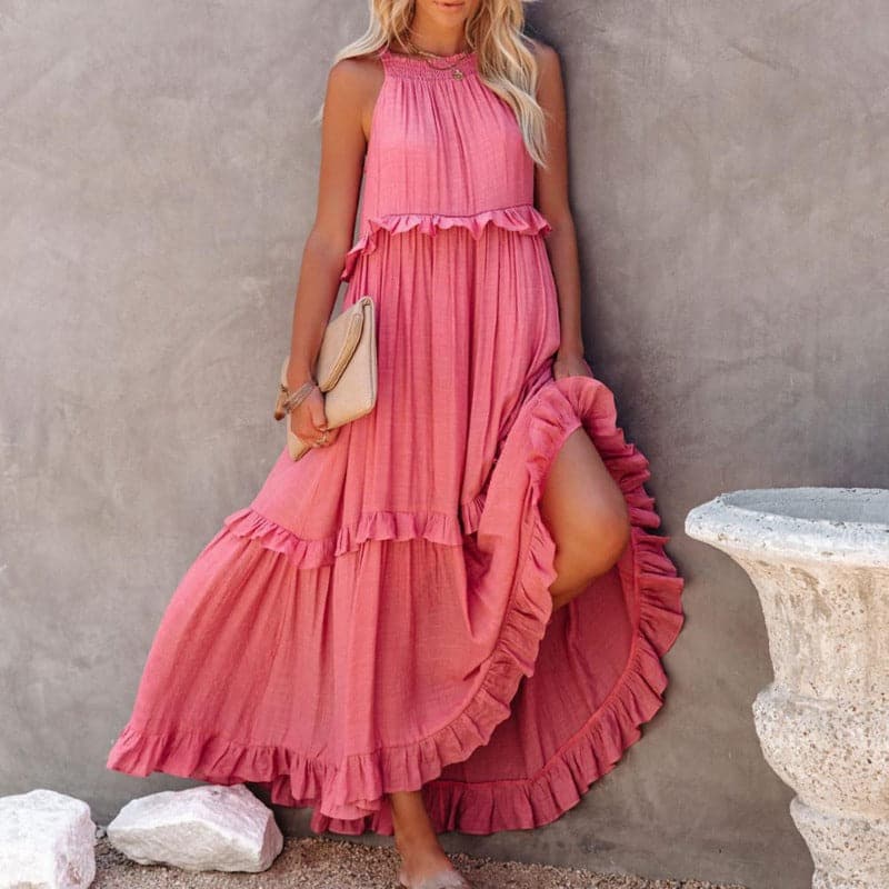 Emmy - Robe longue élégante sans manches à volants