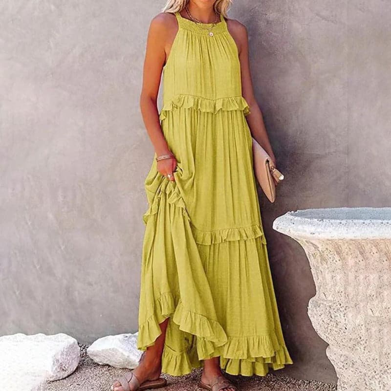Emmy - Robe longue élégante sans manches à volants