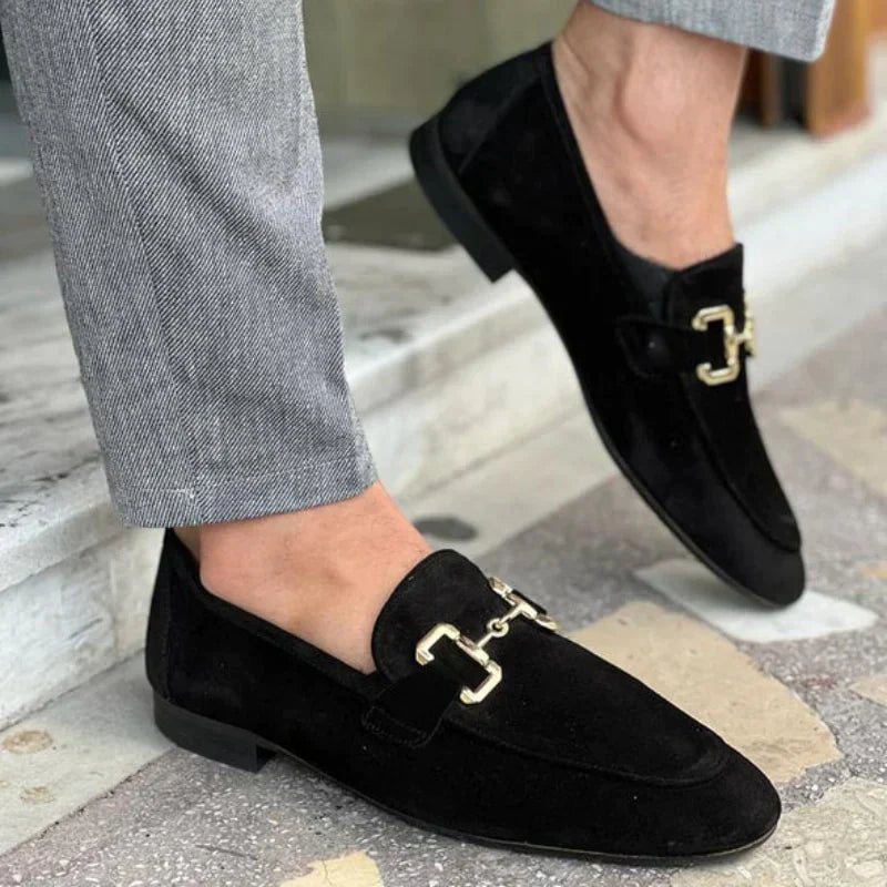 Ismael - Mocassins en daim avec boucle en métal