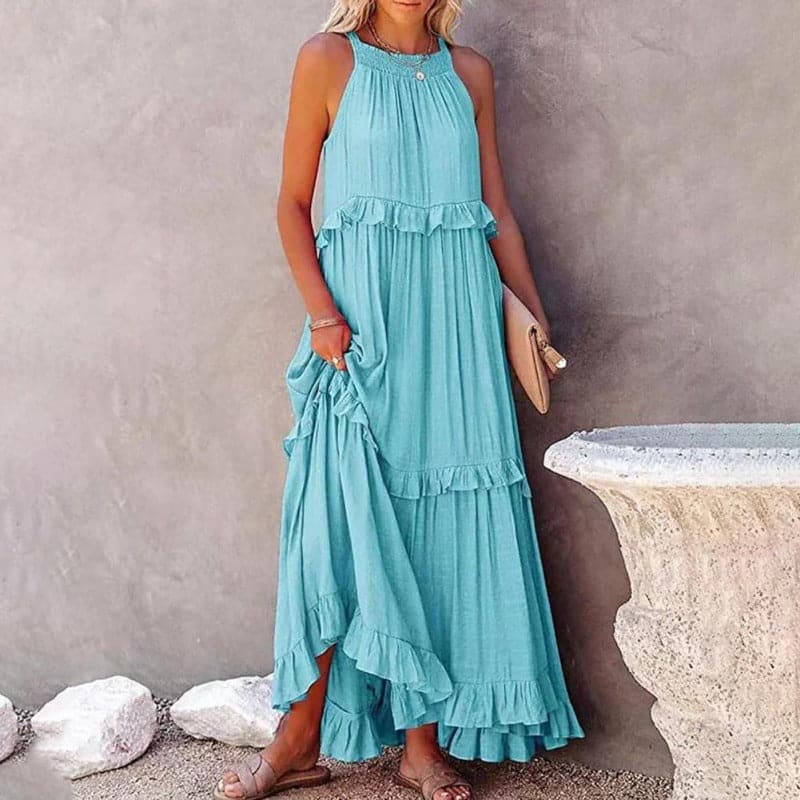 Emmy - Robe longue élégante sans manches à volants