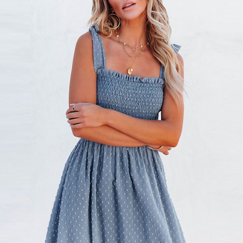 Liana | Robe Maxi Aérienne avec Motif à Pois et Coupe Confortable pour Femmes