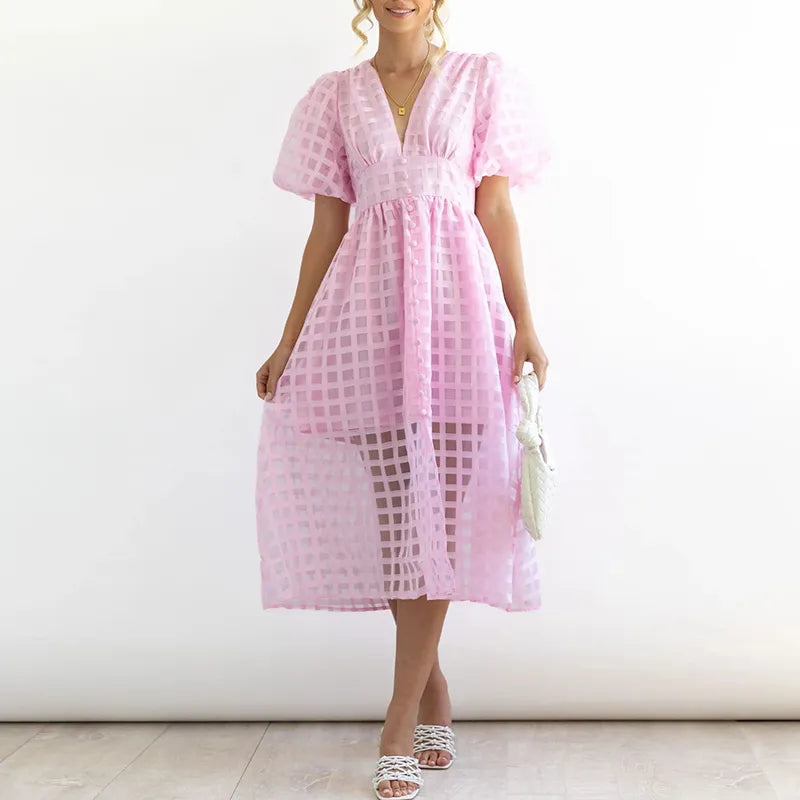 Léonie | Robe avec Tissu Léger et Motif à Carreaux pour Femmes