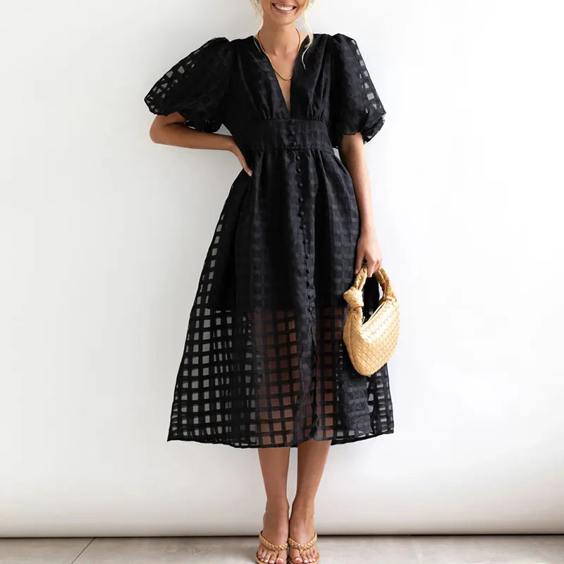 Léonie | Robe avec Tissu Léger et Motif à Carreaux pour Femmes