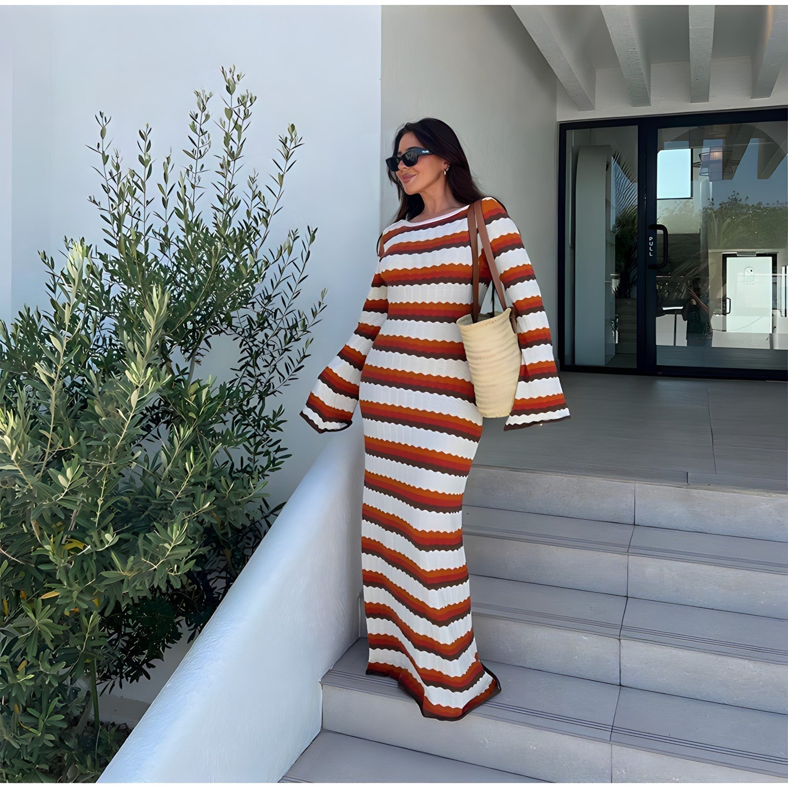 Léonie | Robe à Rayures avec Tissus de Haute Qualité et Motifs Élégants pour Femmes
