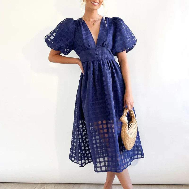 Léonie | Robe avec Tissu Léger et Motif à Carreaux pour Femmes