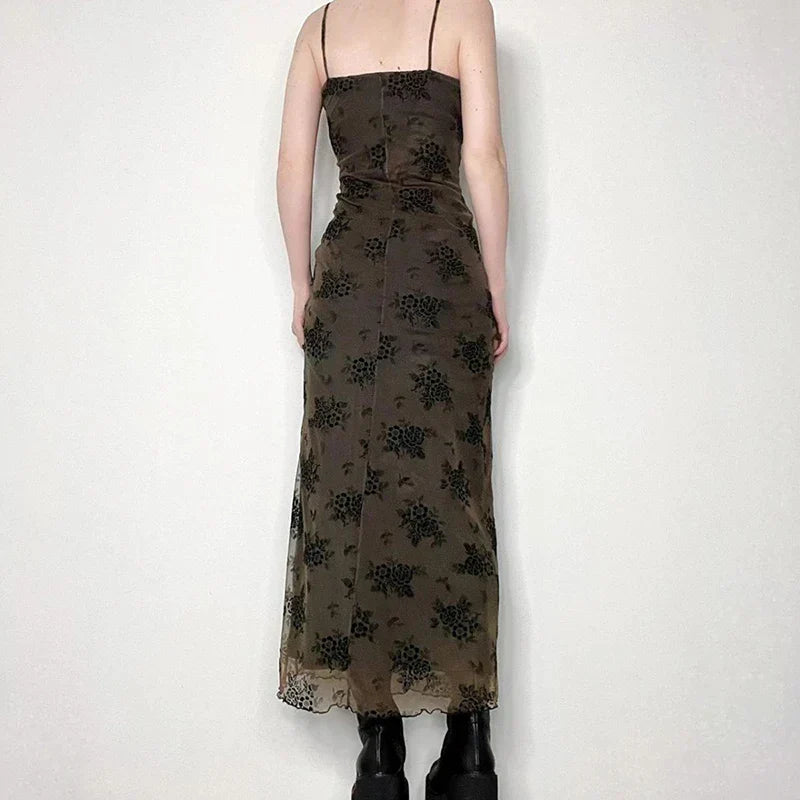 Sélène | Robe en Dentelle Florale avec Superposition Transparente et Élégance Romantique pour Femmes