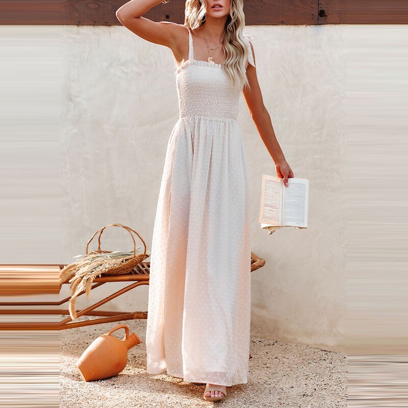 Liana | Robe Maxi Aérienne avec Motif à Pois et Coupe Confortable pour Femmes