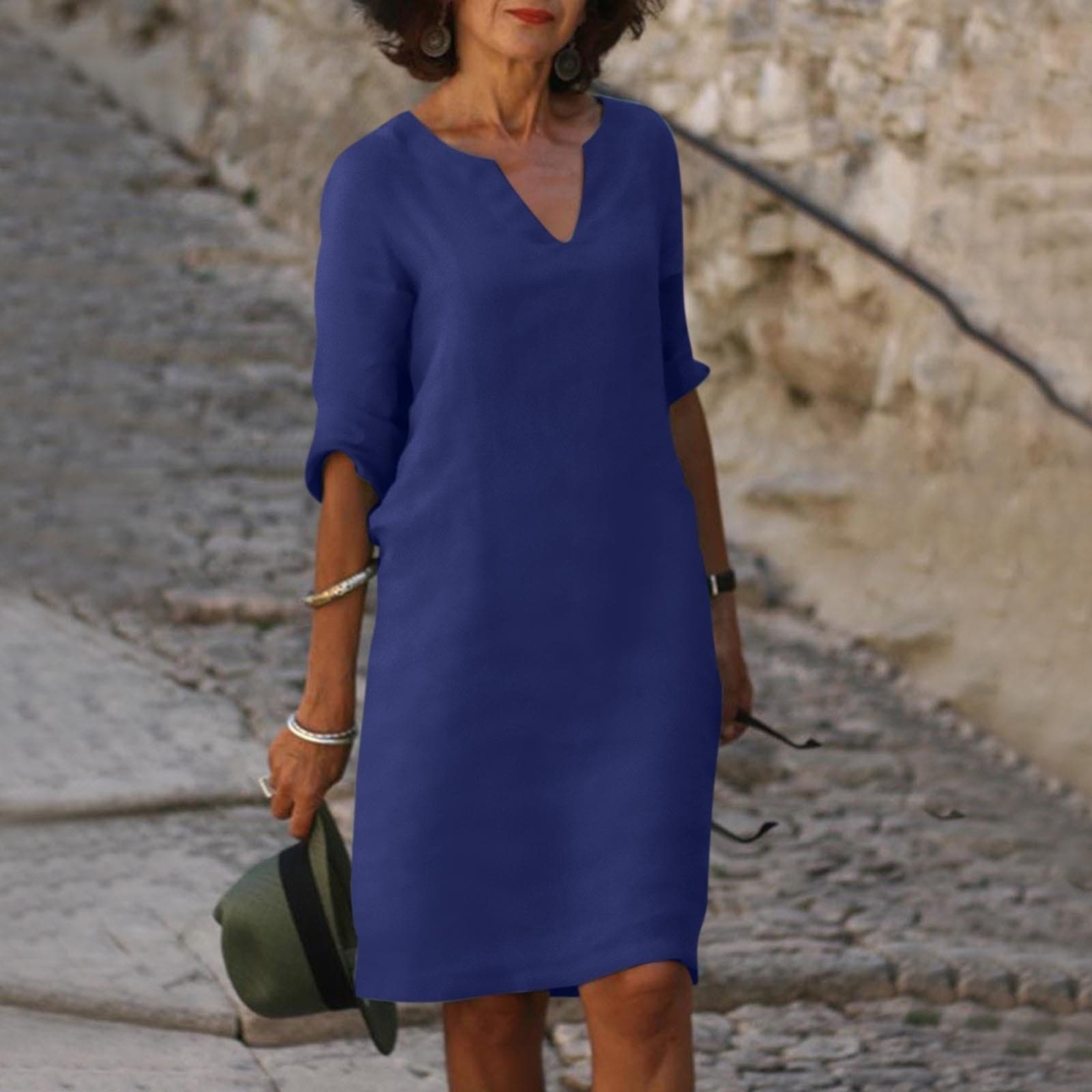Marie - Magnifique robe à manches courtes et col V