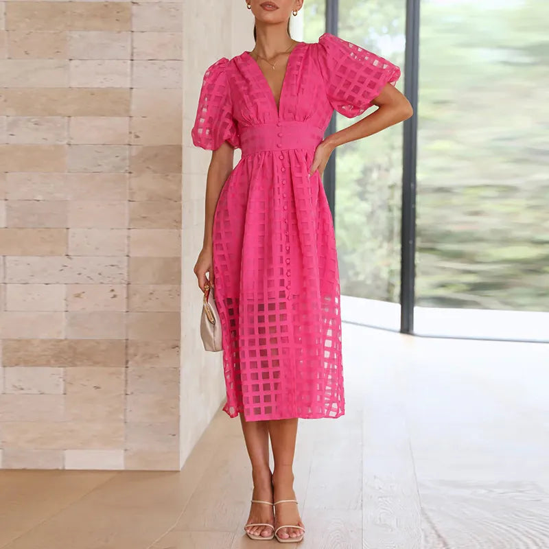 Léonie | Robe avec Tissu Léger et Motif à Carreaux pour Femmes