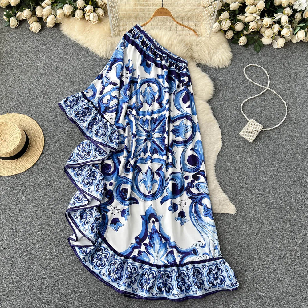 Lysandra | Robe Midi avec Imprimé Vibrant et Silhouette Élégante pour Femmes