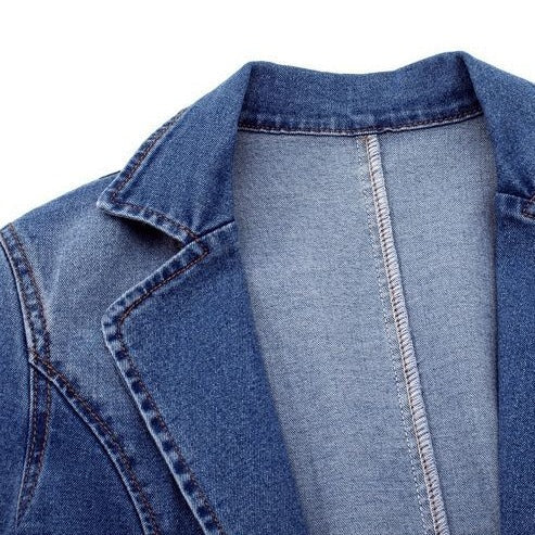 Léon | Blazer en denim avec Détails Élégants et Silhouette Cintrée pour Hommes