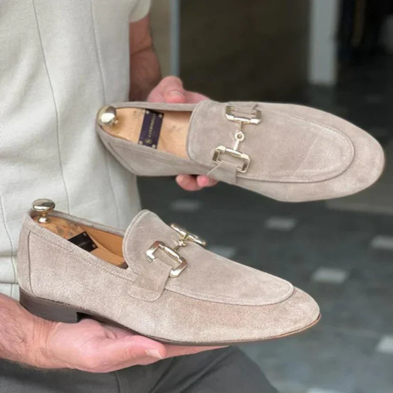 Ismael - Mocassins en daim avec boucle en métal