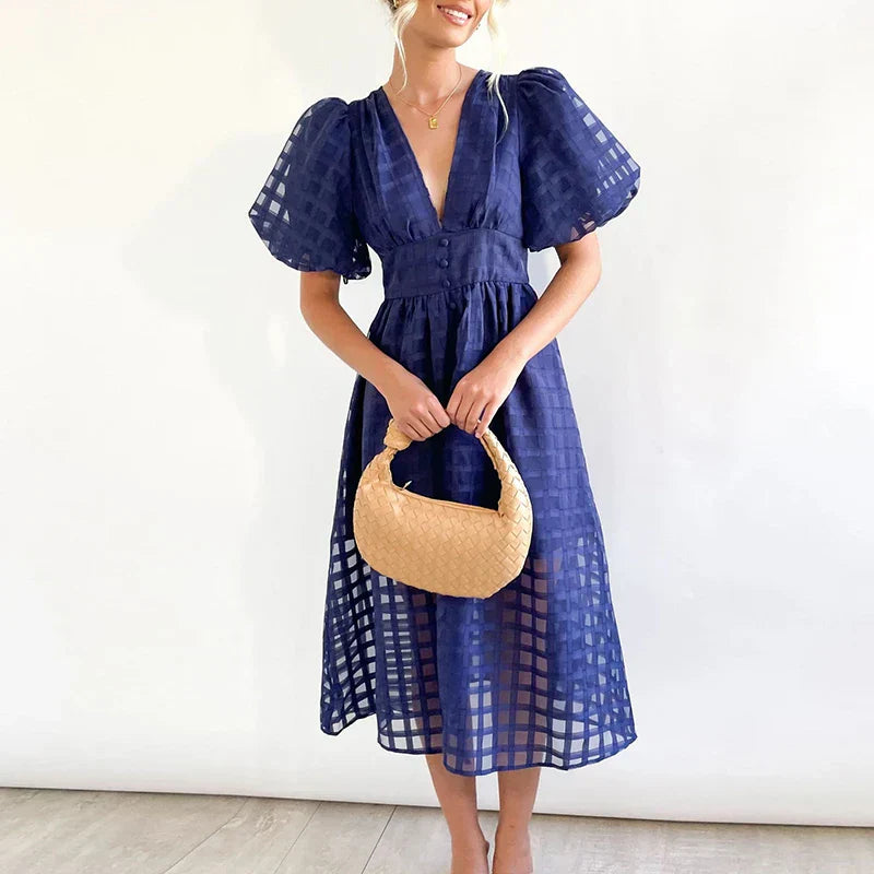 Léonie | Robe avec Tissu Léger et Motif à Carreaux pour Femmes