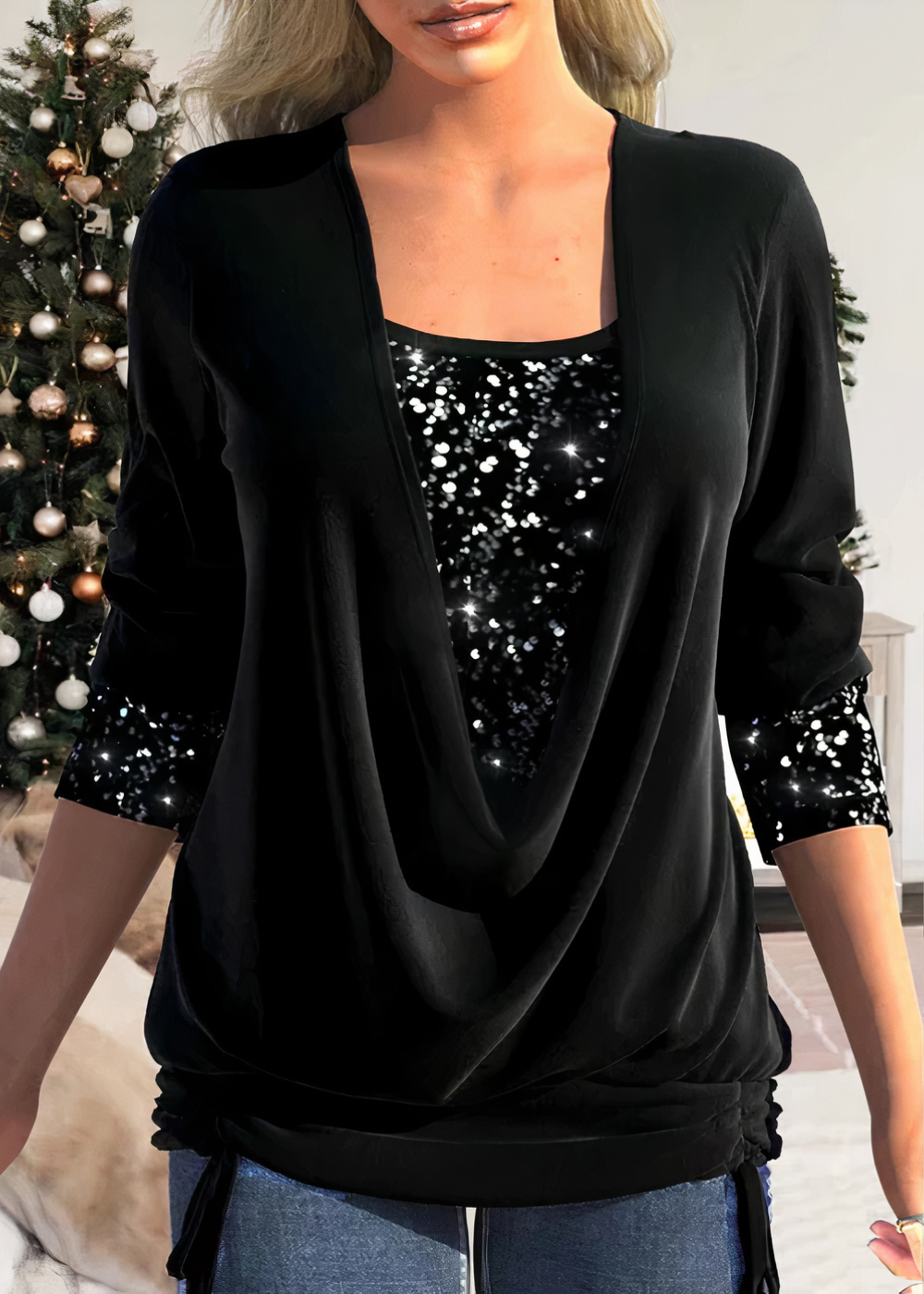 Saphira | Blouse à Paillettes Élégante et Confortable pour Femmes