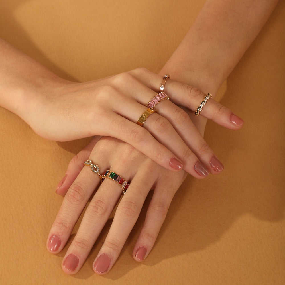 Sérénité | Bague avec Finition Plaqué Or 14K Résistante à l'Eau pour Femme