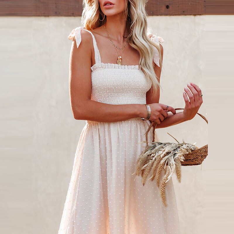 Liana | Robe Maxi Aérienne avec Motif à Pois et Coupe Confortable pour Femmes