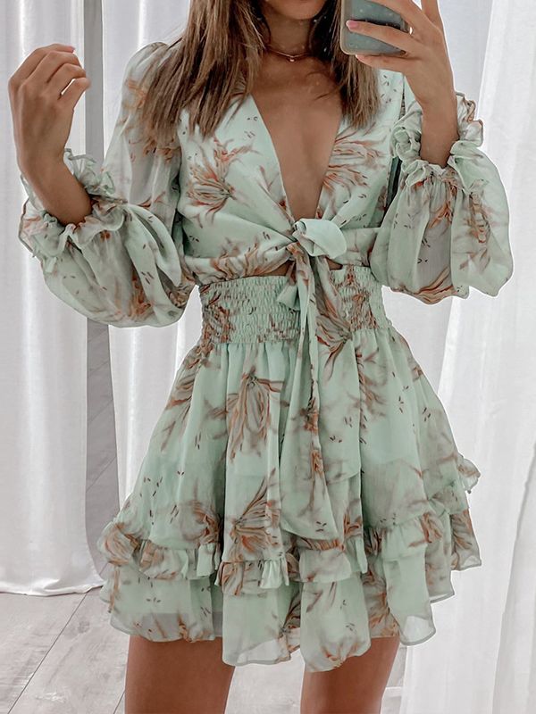 Léonie | Robe en Mousseline Imprimée avec Détails Élégants pour Femmes