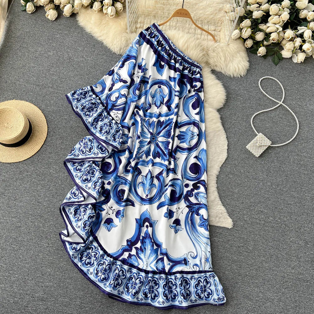 Lysandra | Robe Midi avec Imprimé Vibrant et Silhouette Élégante pour Femmes