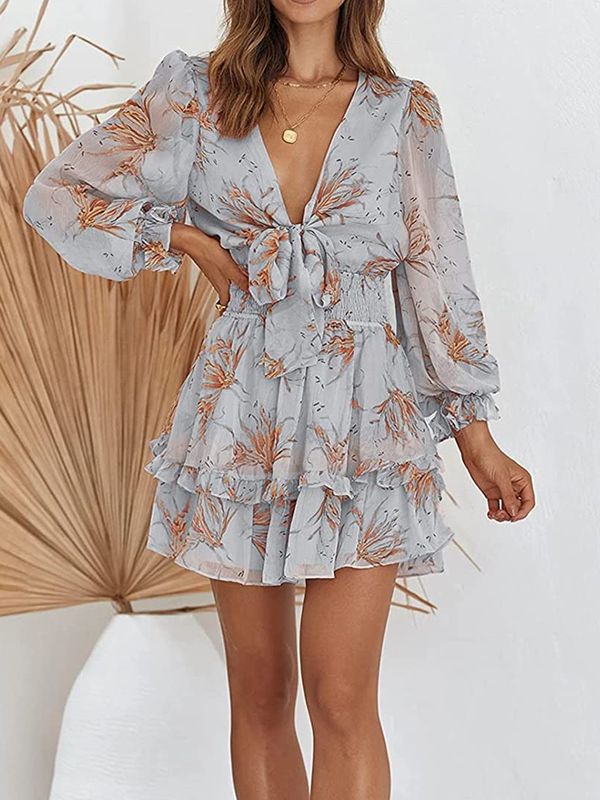 Léonie | Robe en Mousseline Imprimée avec Détails Élégants pour Femmes