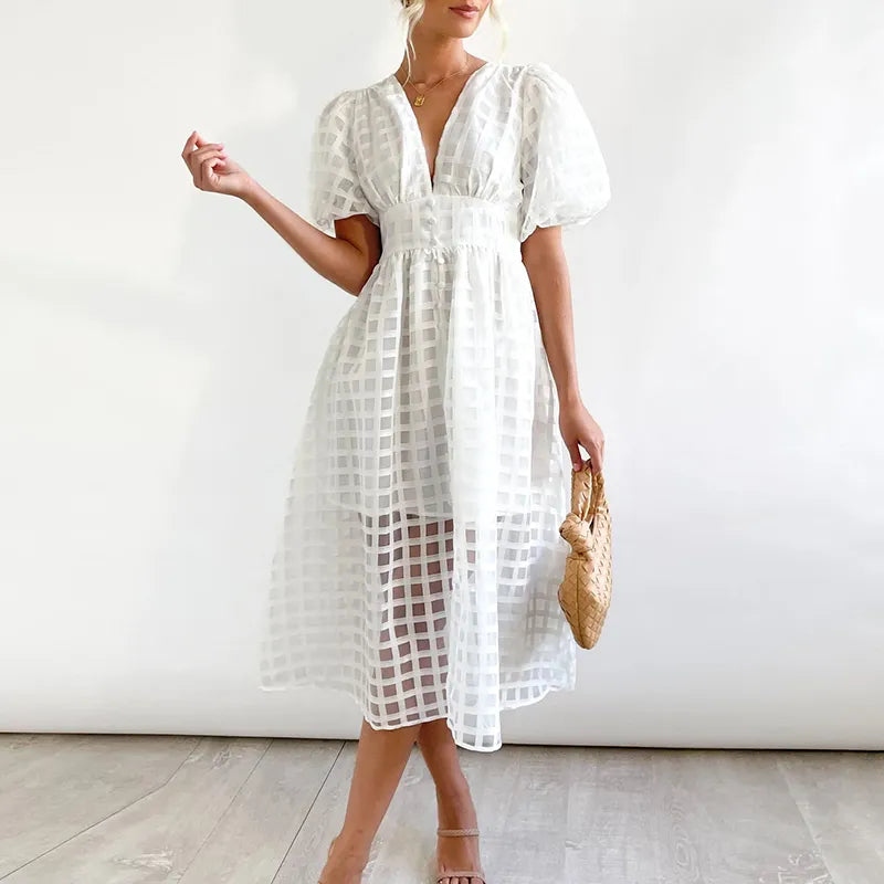 Léonie | Robe avec Tissu Léger et Motif à Carreaux pour Femmes