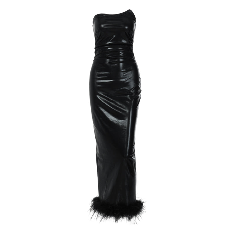 Léa | Robe Longue en Cuir Pu Élégante et Moderne pour Femmes