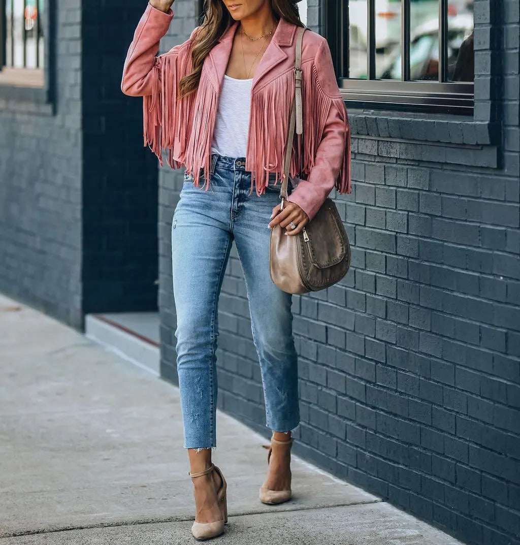 Astra | Veste de Motard en Cuir Suédé avec Style Street Chic pour Femme
