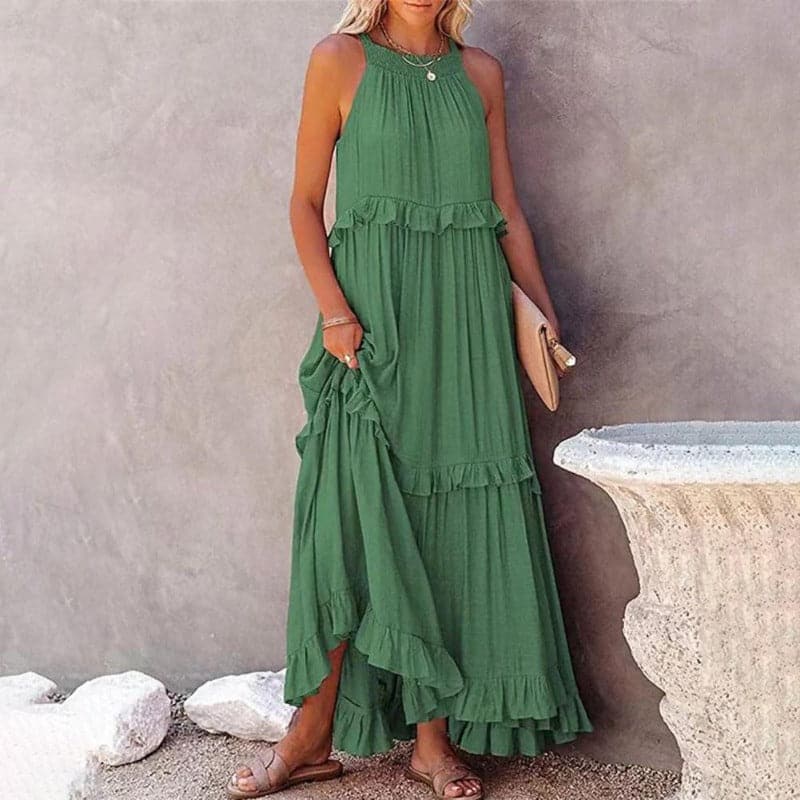 Emmy - Robe longue élégante sans manches à volants